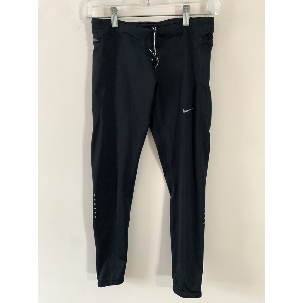 Nike Dri-FIT Running Tights Womens Small Black Reflective Accent Zip 840868-010